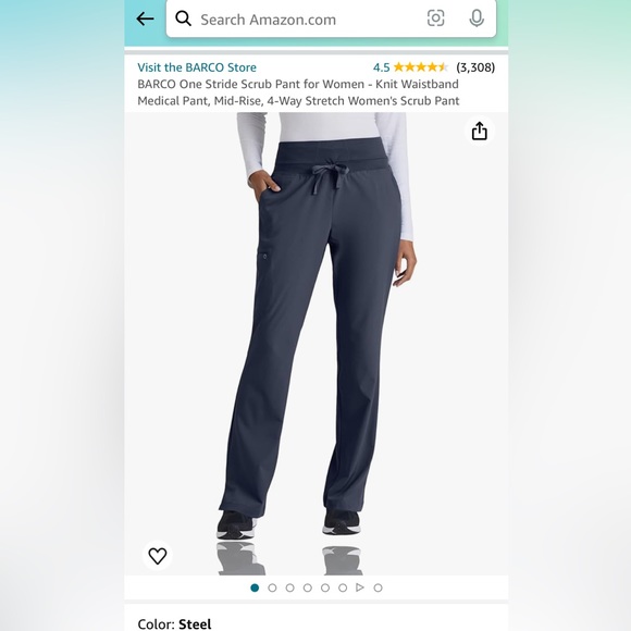 Great used condition barco one size medium steel scrub pants- faded logo inside - Picture 5 of 6